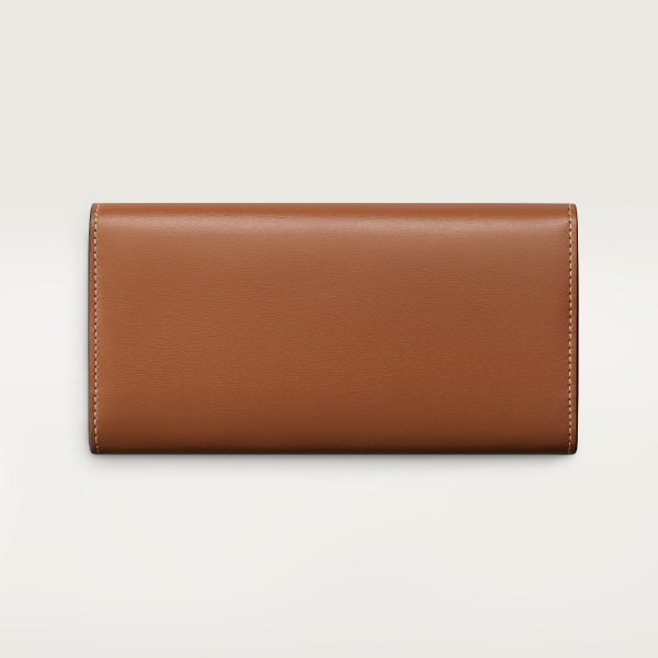 International wallet with flap, Panthère de Cartier Caramel calfskin, golden finish