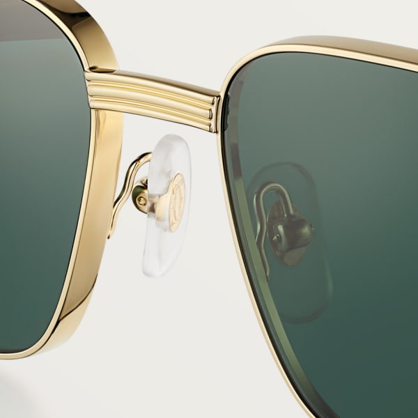 Première de Cartier Sunglasses Smooth golden-finish metal, transparent brown acetate, green lenses