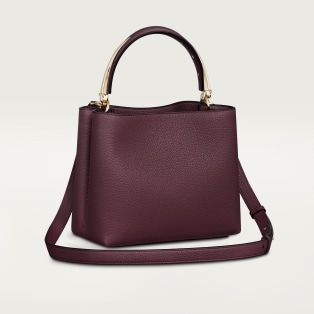 Top handle bag small model, Panthère de Cartier Plum grained calfskin