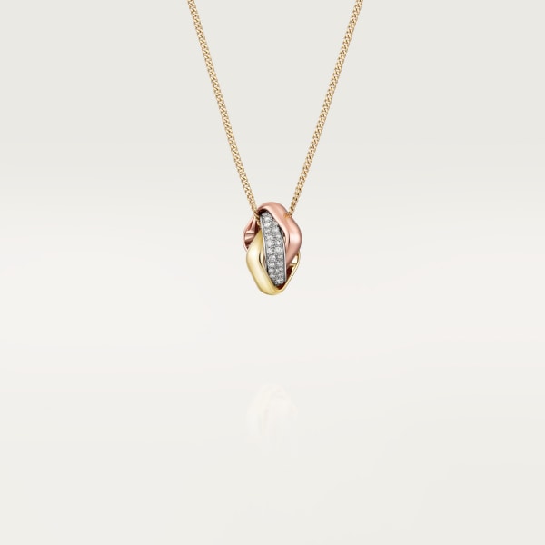 Trinity cushion pendant, semi-paved White gold, yellow gold, rose gold, diamonds