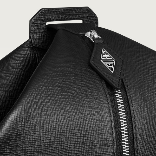 Backpack, Cartier Losange Black grained calfskin, palladium finish and enamel