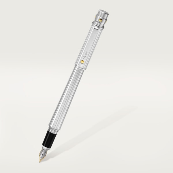 Santos de Cartier fountain pen Large model, engraved metal, yellow gold, palladium and gold finish