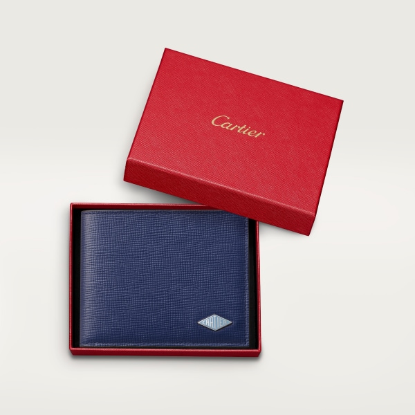 Cartier Losange系列小皮具，卡片夹 深蓝色小牛皮，镀钯饰面和珐琅