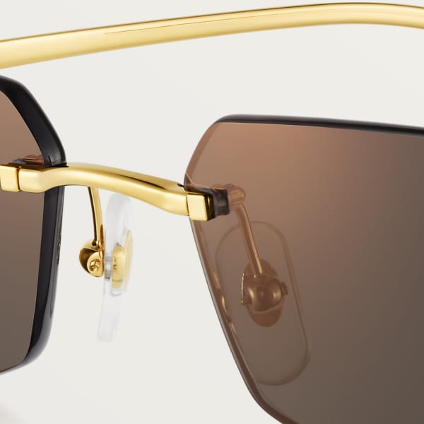 Panthère de Cartier Sunglasses Smooth golden-finish metal, grey lenses