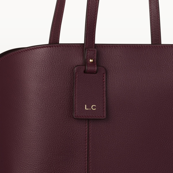 Tote bag, C de Cartier Plum grained calfskin, golden finish