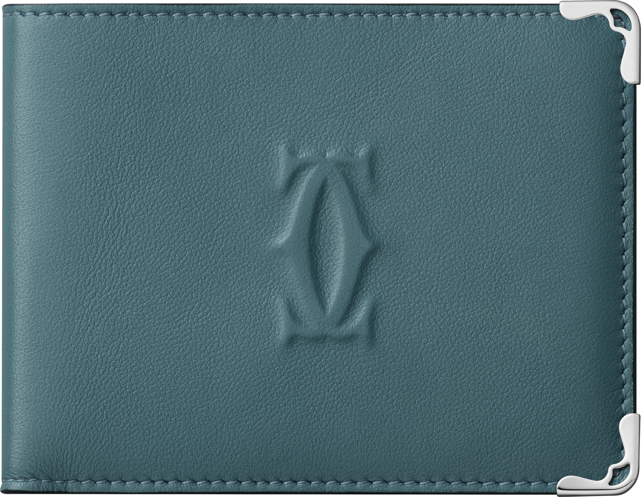 Six-credit card wallet, Must de CartierSteel grey calfskin, palladium finish