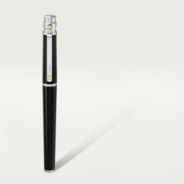 Santos de Cartier fountain pen Large model, composite, yellow gold, palladium and gold finish