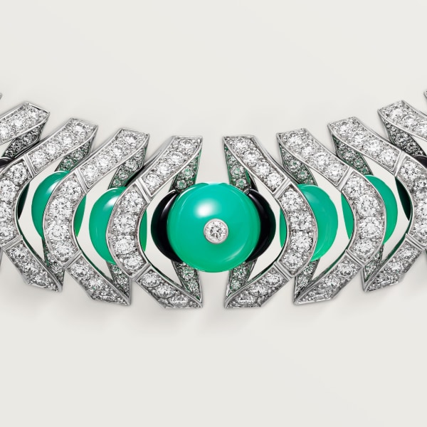 Geometry & Contrast necklace White gold, chrysoprase, onyx, diamonds