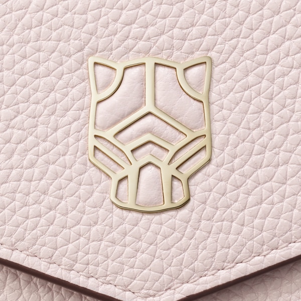 International wallet with flap, Panthère Graphique de Cartier Petal pink grained calfskin, golden finish