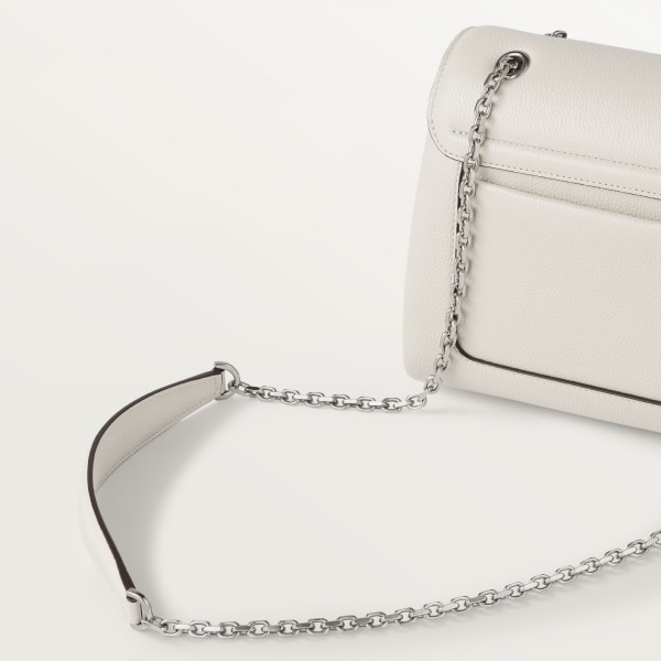 Small model chain bag, Panthère Graphique de Cartier Salt white grained calfskin, golden finish