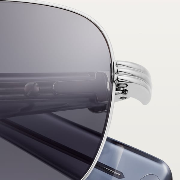 Première de Cartier Sunglasses Smooth platinum-finish metal, transparent blue acetate, blue lenses