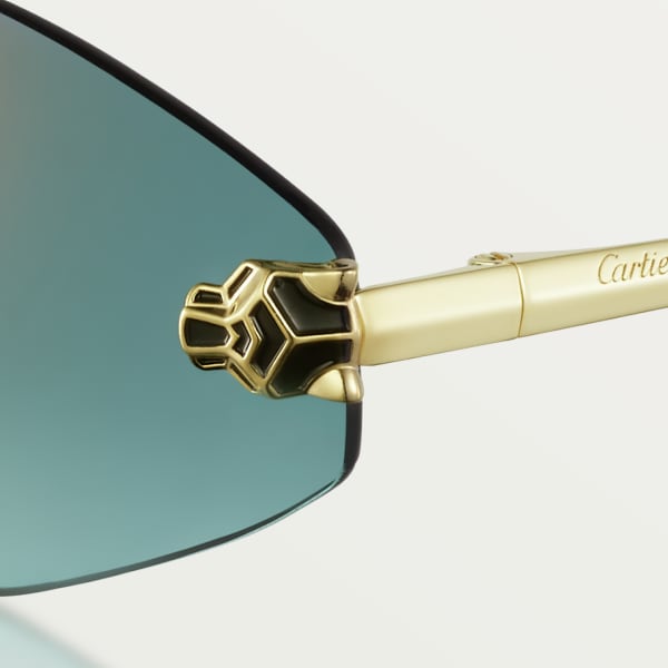Panthère de Cartier太阳眼镜 抛光镀金饰面金属，渐变绿色镜片