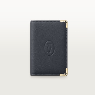 4 credit card holder, Must de Cartier Slate grey and sky blue calfskin, golden finish