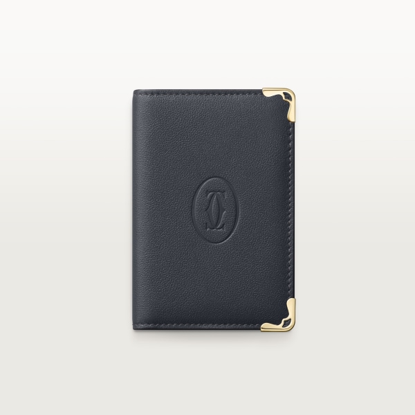 4 credit card holder, Must de Cartier Slate grey and sky blue calfskin, golden finish