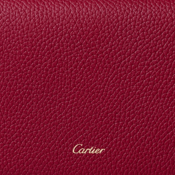 Panthère de Cartier卡地亚猎豹系列迷你皮夹 酒红色小牛皮，镀金饰面