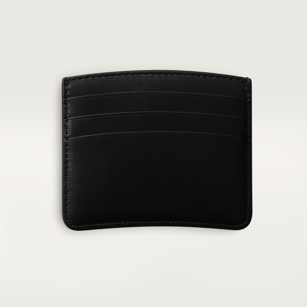 Simple card holder, Panthère de Cartier Black calfskin, embossed Cartier signature motif, golden finish