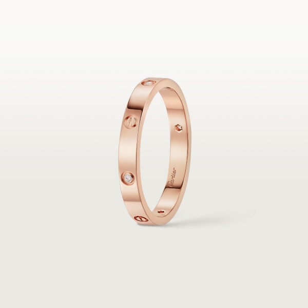 Love ring, mini model, 4 diamonds Rose gold, diamond