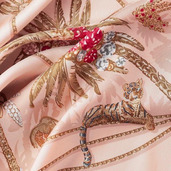 90 scarf, Jewellery Palm Trees Light pink silk twill
