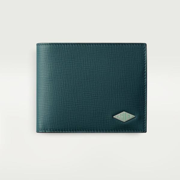 6信用卡皮夹，Cartier Losange系列 蓝色小牛皮，镀钯饰面和珐琅