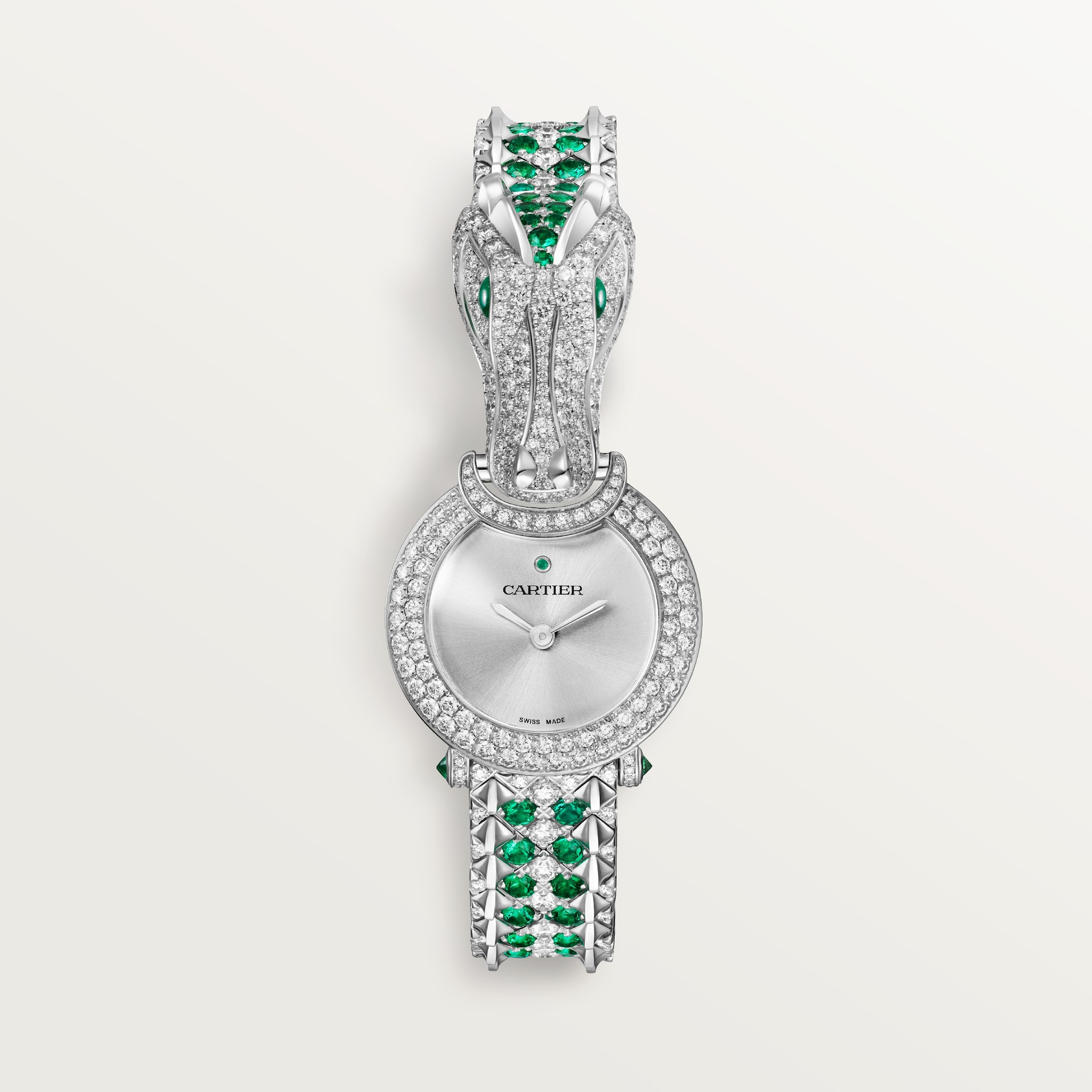 Animalière Jewellery Watch23.6 mm, quartz movement, white gold, emeralds, diamonds