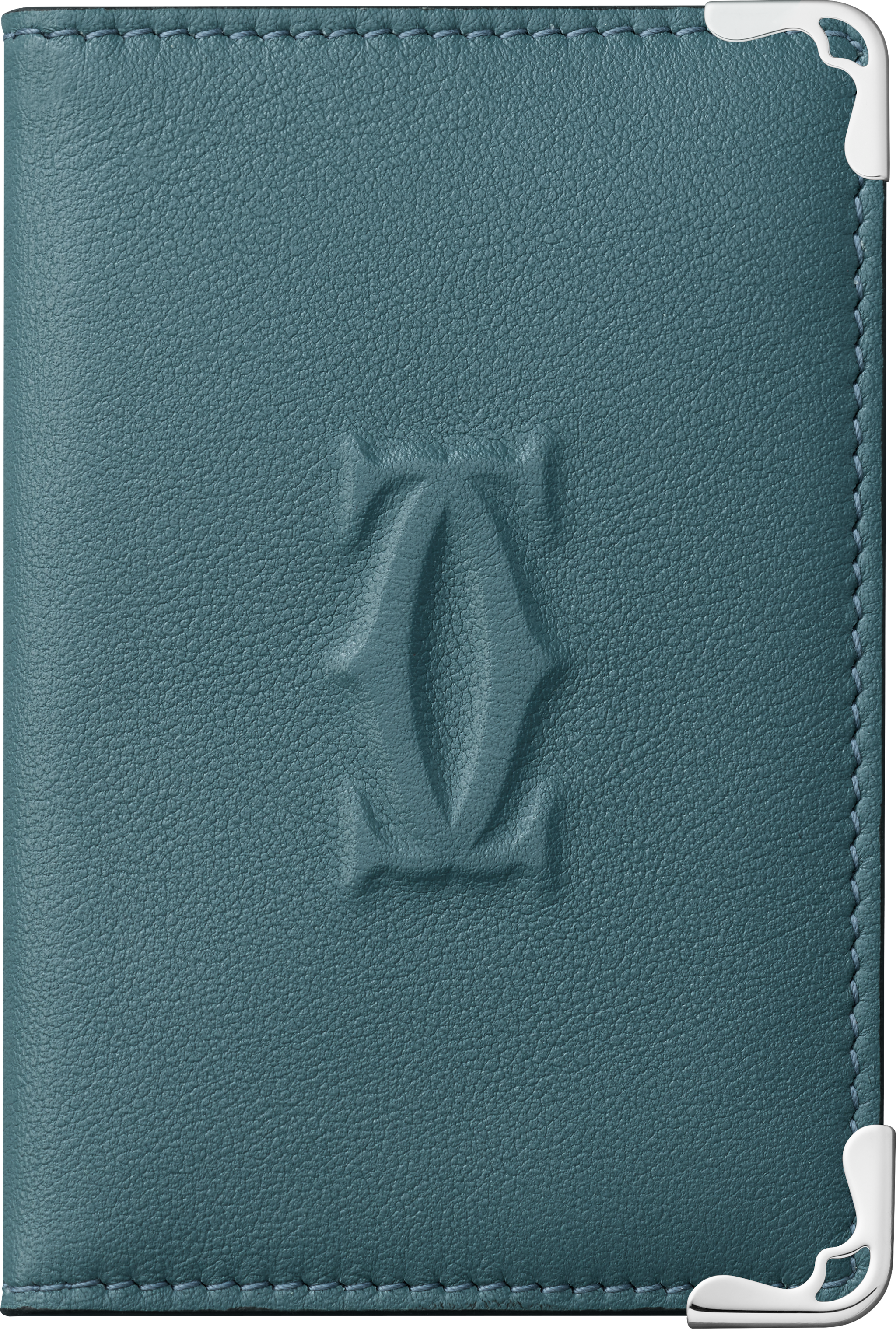 Must de Cartier系列4信用卡皮夹钢灰色小牛皮，镀钯饰面