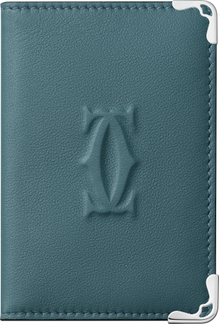 Must de Cartier系列4信用卡皮夹 钢灰色小牛皮，镀钯饰面