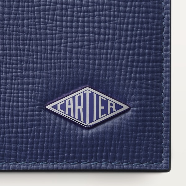 Cartier Losange系列小皮具，长款皮夹 海军蓝色粒面小牛皮，镀钯饰面和珐琅