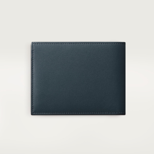 Six-card compact wallet, Must de Cartier XL Logo smooth steel grey and graphite calfskin, palladium finish