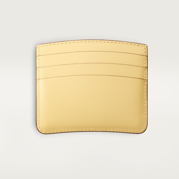 Panthère C de Cartier系列单层卡片夹 明黄色小牛皮，浮雕“Cartier”标识，镀钯饰面