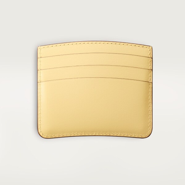 Simple card holder, Panthère C de Cartier Mimosa yellow calfskin, embossed with Cartier signature motif, palladium finish