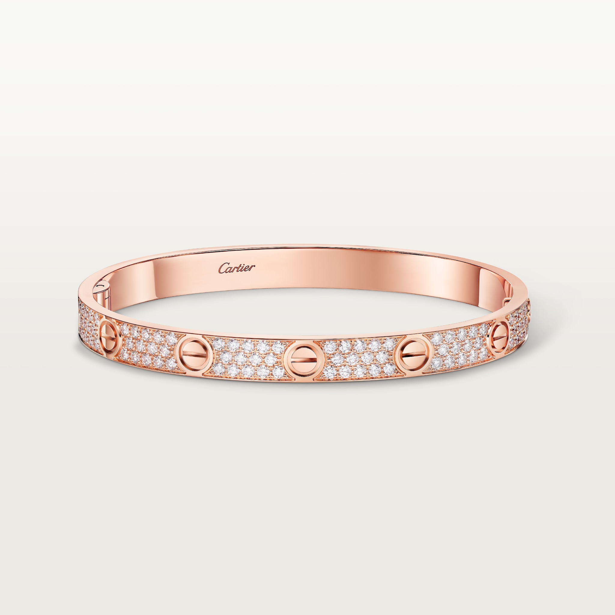 Love bracelet, classic model, pavedRose gold, diamonds