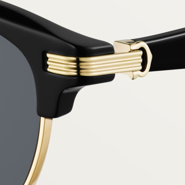 Panthère de Cartier, Sunglasses Smooth gold-finish metal, black acetate, grey lenses