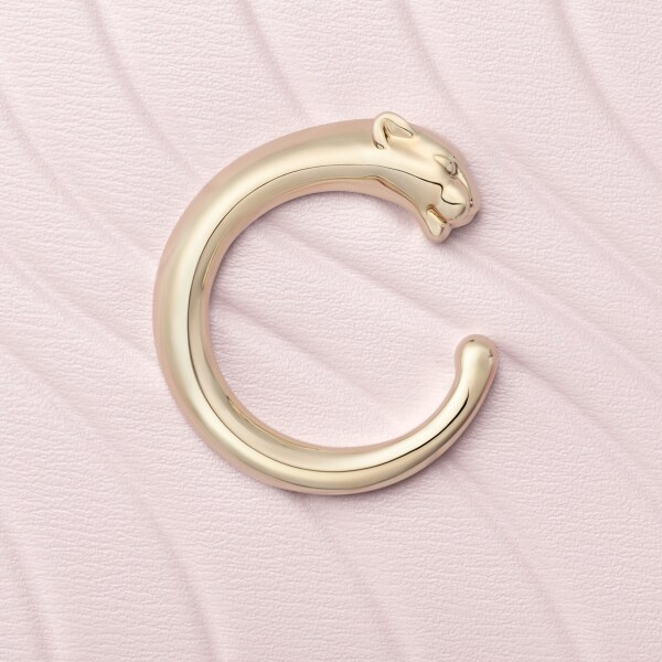 Panthère C de Cartier系列单层卡片夹 花瓣粉色小牛皮，浮雕“Cartier”标识，镀金饰面