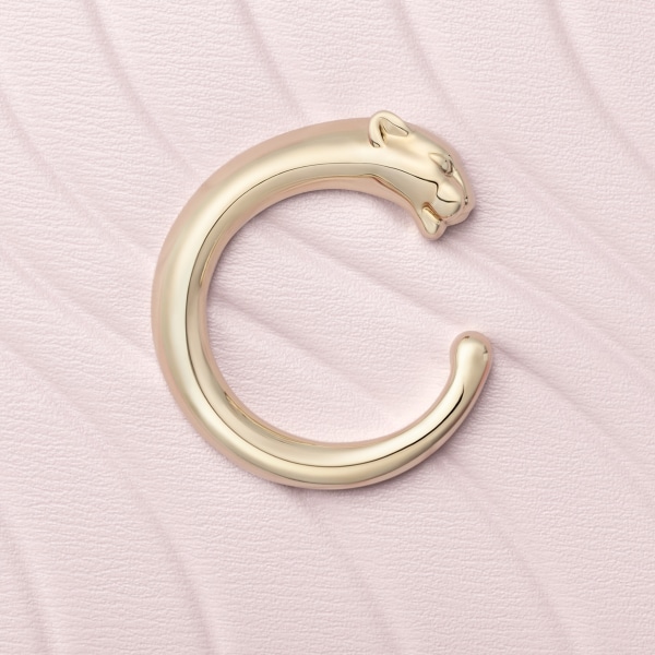 Simple card holder, Panthère C de Cartier Petal pink calfskin, embossed Cartier signature motif, golden finish