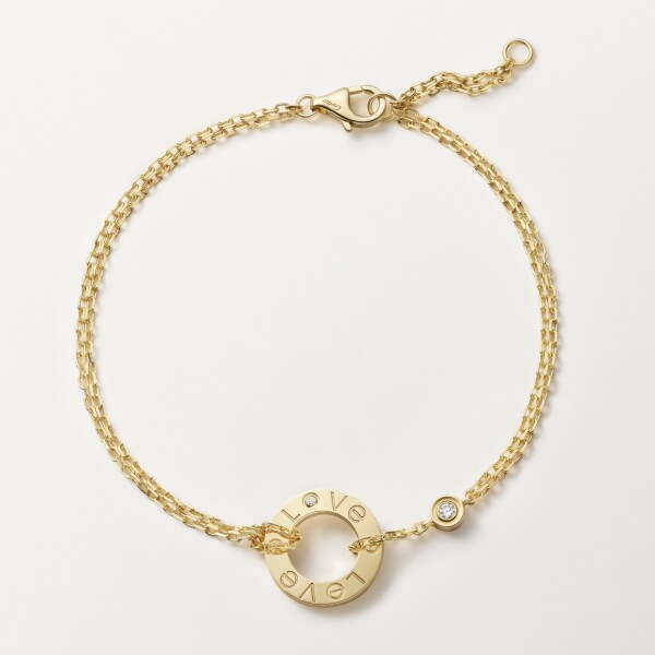 Love bracelet, on chain, 2 diamonds Yellow gold, diamonds