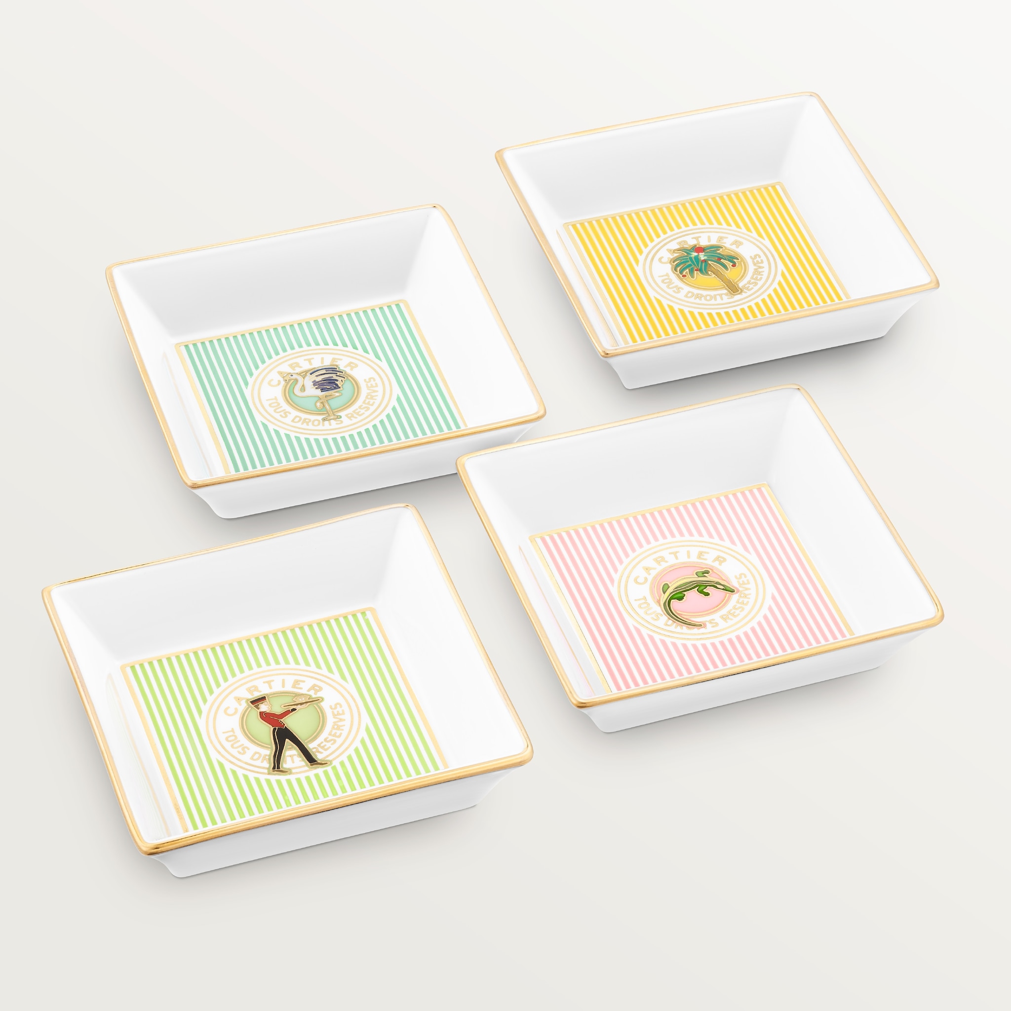 Set of four Cartier Characters trinket trays, small modelPorcelain
