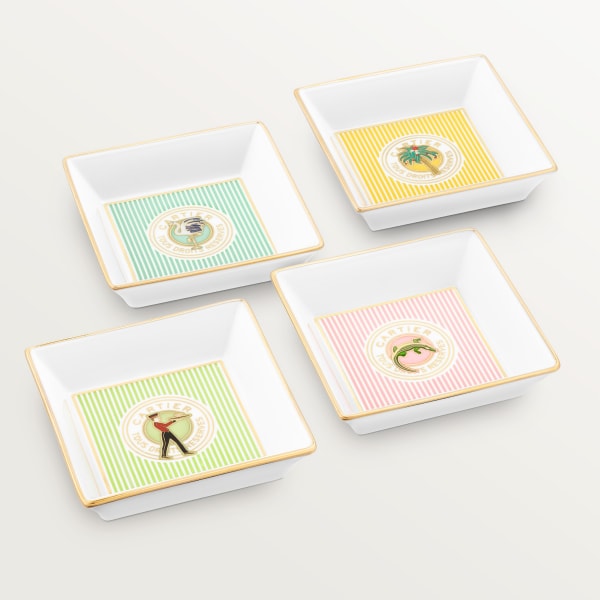 Set of four Cartier Characters trinket trays, small model Porcelain