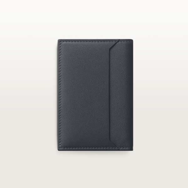 4 credit card holder, Must de Cartier Slate grey and sky blue calfskin, golden finish