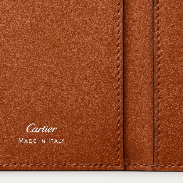 Must de Cartier系列小皮具，卡片夹 巧克力色圆点小牛皮，镀钯饰面
