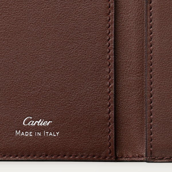 Must de Cartier系列小皮具，卡片夹 巧克力色小牛皮，镀钯饰面