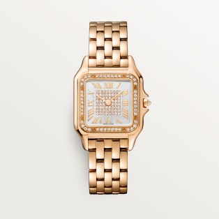 Panthère de Cartier watch Medium model, quartz, rose gold, diamonds