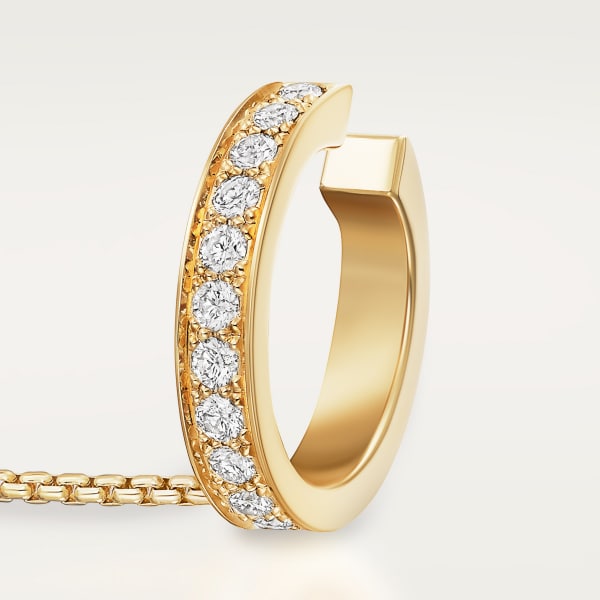 Love single earring, semi-paved Yellow gold, diamonds