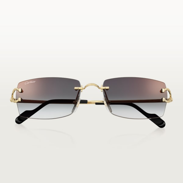 Sunglasses, Classic C de Cartier motif Smooth golden-finish metal, grey lenses