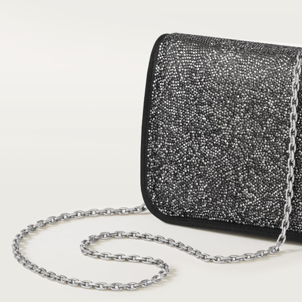 Panthère de Cartier bag, chain bag Silver glass beads, fabric, palladium finish and black enamel