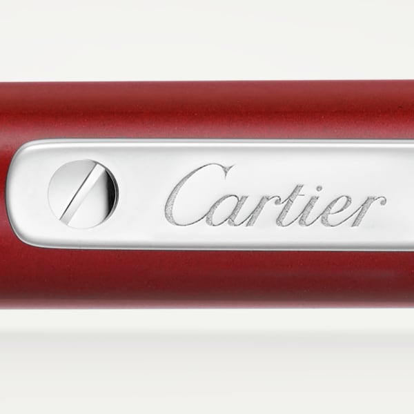 Santos de Cartier墨水笔 小号款，红色亮漆，镀钯饰面