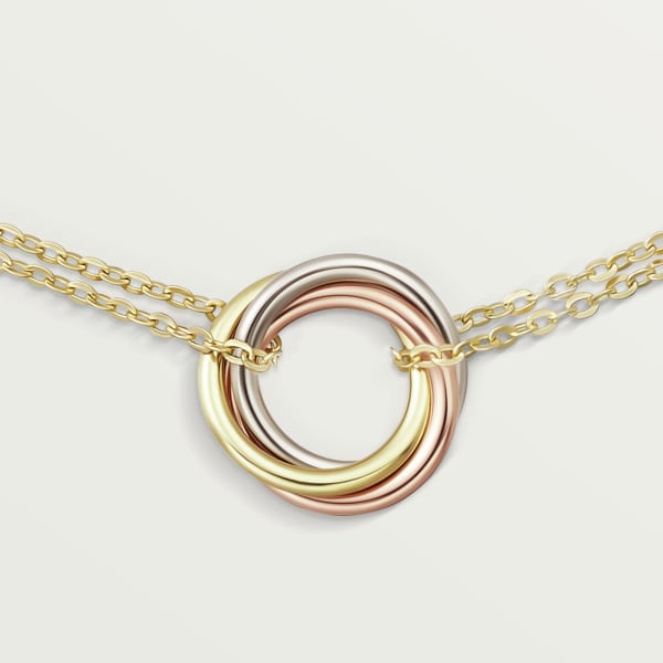 Trinity bracelet, on chain  White gold, yellow gold, rose gold