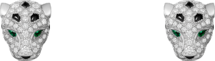 Panthère de Cartier卡地亚猎豹耳环 白金，钻石，沙弗莱石，缟玛瑙