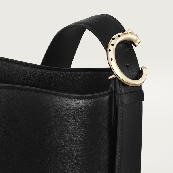 Mini bucket bag, Panthère C Black grained calfskin, golden finish