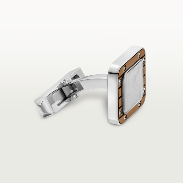 Santos de Cartier cufflinks Palladium-finish sterling silver and striated metal covered with amber brown PVD