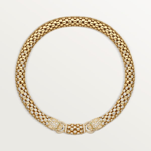Panthère de Cartier necklace, paved Yellow gold, onyx, emeralds, diamonds